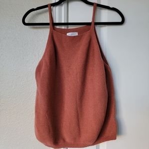 Prologue Knit High Neck Tank Top in Terracotta